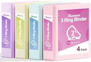 3 Ring Binder 2 Inch, Clear View Binder Three Ring PVC-Free (Fit 8.5x11 Inches) for School or Office Supplies, Assorted Pastel, 4 Pack 3 Ring Binder 2 Inch, Clear View Binder Three Ring PVC-Free (Fit 8.5x11 Inches) for School or Office Supplies, Assorted Pastel, 4 Pack
