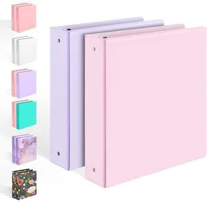 2 Pack BinderX Extra Durable 3 Ring Binder, 2 Inch Binder Round Ring, Fits 900 Sheets of 8.5x11 Paper, Customizable View Cover with Inside Pockets, Cute School Supplies for Girls, Pink & Purple 2 Pack BinderX Extra Durable 3 Ring Binder, 2 Inch Binder Round Ring, Fits 900 Sheets of 8.5x11 Paper, Customizable View Cover with Inside Pockets, Cute School Supplies for Girls, Pink & Purple