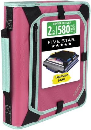Zipper Binder 2 Inch O-Rings Case Organiser with Expansion Panel and 5-Tab Expanding File Folder, 580 Sheet Capacity, Taffy Twist (290520L) Zipper Binder 2 Inch O-Rings Case Organiser with Expansion Panel and 5-Tab Expanding File Folder, 580 Sheet Capacity, Taffy Twist (290520L)
