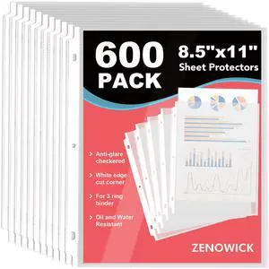 600 Pack Sheet Protectors 8.5 x 11 Clear Page Protectors for 3 Ring Binder Plastic Sleeves for Papers, Top Loading Paper Protector Perfect for Documents & Photos, Office Supplies 600 Pack Sheet Protectors 8.5 x 11 Clear Page Protectors for 3 Ring Binder Plastic Sleeves for Papers, Top Loading Paper Protector Perfect for Documents & Photos, Office Supplies