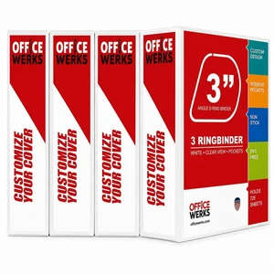 3 Binders, 3 Inch Angle D-Rings, White, 4 Pack, Clear View, Pockets 3 Binders, 3 Inch Angle D-Rings, White, 4 Pack, Clear View, Pockets