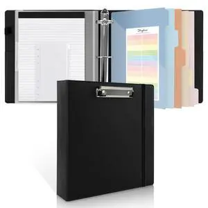 3 Ring Binder with Clipboard, 2 Inch PU Heavy Duty Binder with Notepad & 5 Dividers with 5 Pockets, Labels, Clipboard Folder Great for School Office(Fit Letter Sized Paper) 3 Ring Binder with Clipboard, 2 Inch PU Heavy Duty Binder with Notepad & 5 Dividers with 5 Pockets, Labels, Clipboard Folder Great for School Office(Fit Letter Sized Paper)