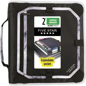 Zipper Binder, 2 Inch 3-Ring Binder with Round Rings, Expansion Panel and 5-Tab Expanding File, 580 Sheet Capacity, Black (29052IT8) Zipper Binder, 2 Inch 3-Ring Binder with Round Rings, Expansion Panel and 5-Tab Expanding File, 580 Sheet Capacity, Black (29052IT8)