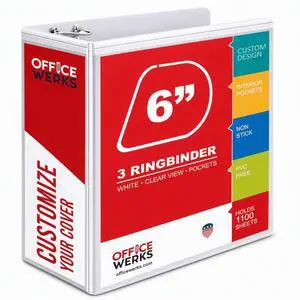 3 Binders, 6 Inch D Heavy Duty Large Binder with Pockets for 8.5" x 11" Sheet Size, Durable Non-Stick Customizable Clear View Cover (White) 3 Binders, 6 Inch D Heavy Duty Large Binder with Pockets for 8.5" x 11" Sheet Size, Durable Non-Stick Customizable Clear View Cover (White)
