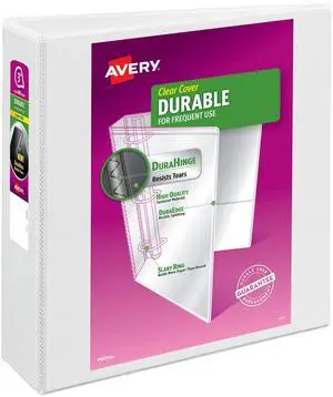 Durable View 3 Ring Binder, 3" EZD Rings, 1 White Binder For Daily School, Home and Office Use, Tear-Resistant Spine, DuraEdge Split-Resistant Edges, Clear Interior Pockets Durable View 3 Ring Binder, 3" EZD Rings, 1 White Binder For Daily School, Home and Office Use, Tear-Resistant Spine, DuraEdge Split-Resistant Edges, Clear Interior Pockets