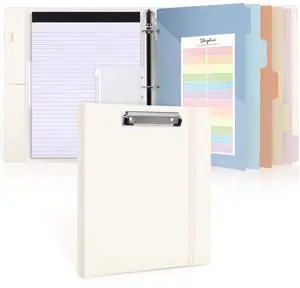 3 Ring Binder with Clipboard,1 Inch Binder, 13.2" × 10.2" PU Clipboard Binder with Notepad & 5 Dividers with 5 Pockets, Labels, Clipboard Folder Great for School Office(Fit Letter Sized Paper) 3 Ring Binder with Clipboard,1 Inch Binder, 13.2" × 10.2" PU Clipboard Binder with Notepad & 5 Dividers with 5 Pockets, Labels, Clipboard Folder Great for School Office(Fit Letter Sized Paper)