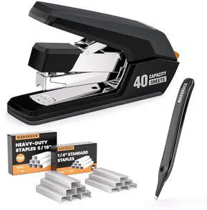 Heavy Duty Stapler for Desk with 40-50 Sheet, 2000 Staples, Black Teacher Stapler, Office & Classroom Stapler, Effortless, 1-Touch Stapling, Easy-to-Load with Magnetic Staple Remover Heavy Duty Stapler for Desk with 40-50 Sheet, 2000 Staples, Black Teacher Stapler, Office & Classroom Stapler, Effortless, 1-Touch Stapling, Easy-to-Load with Magnetic Staple Remover