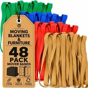 48 Pack Mover Bands Extra Large Rubber Bands for Furniture & Moving Blankets Heavy-Duty Stretch Bands in 4 Sizes (25", 30", 36", 42") 48 Pack Mover Bands Extra Large Rubber Bands for Furniture & Moving Blankets Heavy-Duty Stretch Bands in 4 Sizes (25", 30", 36", 42")