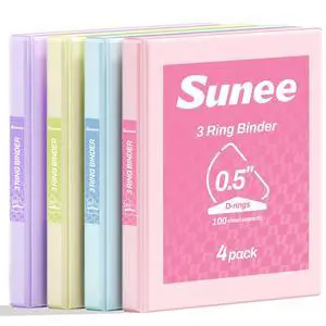 3 Ring Binder 0.5 Inch D Ring, Clear View Binder Three Ring PVC-Free (Fit 8.5x11 Inches) for School or Office Supplies, Assorted Pastel, 4 Pack 3 Ring Binder 0.5 Inch D Ring, Clear View Binder Three Ring PVC-Free (Fit 8.5x11 Inches) for School or Office Supplies, Assorted Pastel, 4 Pack
