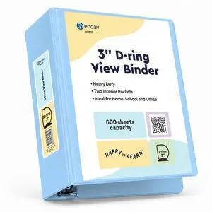 3 Inch Binder, Blue - 3 Inch 3 Ring Binder, D-Ring Pastel with Clear View Cover for Letter Size 8.5 x 11'' Paper & 2 Inside Pockets, Ideal for School Supplies, Office, and Home 3 Inch Binder, Blue - 3 Inch 3 Ring Binder, D-Ring Pastel with Clear View Cover for Letter Size 8.5 x 11'' Paper & 2 Inside Pockets, Ideal for School Supplies, Office, and Home