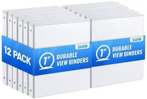 Bulk 12 Pack 1-inch 3 Ring Binders -Durable 1'' Binders with Roung Ring Binder, Large 200 Sheet Capacity, Fit 8.5" x 11" US Letter Size Paper, White (1'' White - 12 Packs) Bulk 12 Pack 1-inch 3 Ring Binders -Durable 1'' Binders with Roung Ring Binder, Large 200 Sheet Capacity, Fit 8.5" x 11" US Letter Size Paper, White (1'' White - 12 Packs)