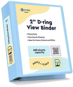 2 Inch Binder, Blue - 2 Inch 3 Ring Binder, D-Ring Pastel with Clear View Cover for Letter Size 8.5 x 11'' Paper & 2 Inside Pockets, Ideal for School Supplies, Office, and Home 2 Inch Binder, Blue - 2 Inch 3 Ring Binder, D-Ring Pastel with Clear View Cover for Letter Size 8.5 x 11'' Paper & 2 Inside Pockets, Ideal for School Supplies, Office, and Home