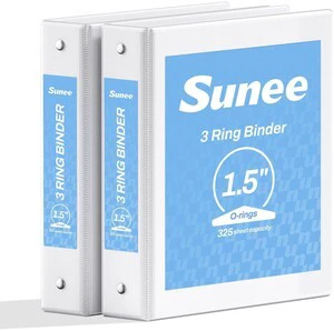3 Ring Binder 1.5 Inch 2 Pack, Clear View Three Ring PVC-Free (Fit 8.5x11 Inches) for School or Office Supplies, White 3 Ring Binder 1.5 Inch 2 Pack, Clear View Three Ring PVC-Free (Fit 8.5x11 Inches) for School or Office Supplies, White