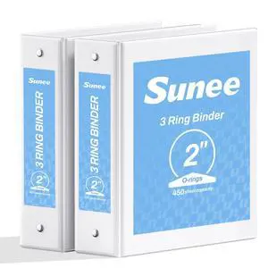 3 Ring Binder 2 Inch 2 Pack, Clear View Three Ring PVC-Free (Fit 8.5x11 Inches) for School or Office Supplies, White 3 Ring Binder 2 Inch 2 Pack, Clear View Three Ring PVC-Free (Fit 8.5x11 Inches) for School or Office Supplies, White