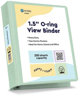 1.5 Inch Binder, Green - 1.5 Inch 3 Ring Binder, Round Ring Pastel with Clear View Cover for Letter Size 8.5 x 11'' Paper & 2 Inside Pockets, Ideal for School Supplies, Office, and Home 1.5 Inch Binder, Green - 1.5 Inch 3 Ring Binder, Round Ring Pastel with Clear View Cover for Letter Size 8.5 x 11'' Paper & 2 Inside Pockets, Ideal for School Supplies, Office, and Home