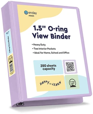 1.5 Inch Binder, Purple - 1.5 Inch 3 Ring Binder, Round Ring Pastel with Clear View Cover for Letter Size 8.5 x 11'' Paper & 2 Inside Pockets, Ideal for School Supplies, Office, and Home 1.5 Inch Binder, Purple - 1.5 Inch 3 Ring Binder, Round Ring Pastel with Clear View Cover for Letter Size 8.5 x 11'' Paper & 2 Inside Pockets, Ideal for School Supplies, Office, and Home