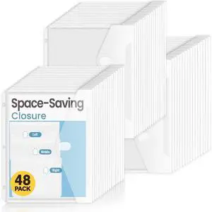 48 Pack Binder Folders Pockets with Staggered Closures, Letter Size Clear Binder Pockets for 3 Ring Binder, Space-saving Binder Organizer Sleeves, Binder Divider with Pockets, for School Office 48 Pack Binder Folders Pockets with Staggered Closures, Letter Size Clear Binder Pockets for 3 Ring Binder, Space-saving Binder Organizer Sleeves, Binder Divider with Pockets, for School Office