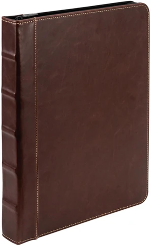 Vintage Zippered Leather Binder, 1 Inch Round Ring, Letter Size 8.5x11 Documents, Contrast Stitching, Professional Organizer Portfolio, Planner, Brown Vintage Zippered Leather Binder, 1 Inch Round Ring, Letter Size 8.5x11 Documents, Contrast Stitching, Professional Organizer Portfolio, Planner, Brown