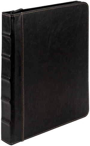 Vintage Leather Binder, Zippered, 1 Inch Round Ring, Letter Size 8.5x11 Documents, Contrast Stitching, Professional Organizer Portfolio, Planner, Black Vintage Leather Binder, Zippered, 1 Inch Round Ring, Letter Size 8.5x11 Documents, Contrast Stitching, Professional Organizer Portfolio, Planner, Black