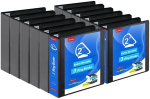 Heavy Duty Slant-D Ring View Binder, 2 inch 3 Ring Binders, Hold 500 Sheets of 8.5" x 11" Paper, 12 Pack (Black) Heavy Duty Slant-D Ring View Binder, 2 inch 3 Ring Binders, Hold 500 Sheets of 8.5" x 11" Paper, 12 Pack (Black)