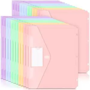 Binder Pocket, 24 Pack Super Heavyweight Plastic Binder Folders Tight Closure Binder Folders Side Loading, 3 Ring Binder Pocket, Binder Dividers with Pockets, Letter Size, Pastels Series Binder Pocket, 24 Pack Super Heavyweight Plastic Binder Folders Tight Closure Binder Folders Side Loading, 3 Ring Binder Pocket, Binder Dividers with Pockets, Letter Size, Pastels Series
