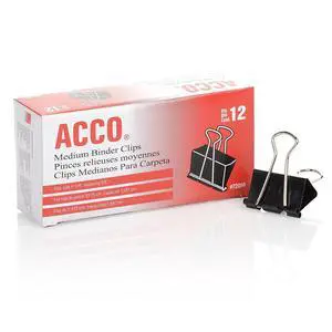 Binder Clips, Medium, 1 Case, 10 Packs/Case, 2 Boxes/Pack, 12 Clips/Box (A7072062CS) Binder Clips, Medium, 1 Case, 10 Packs/Case, 2 Boxes/Pack, 12 Clips/Box (A7072062CS)
