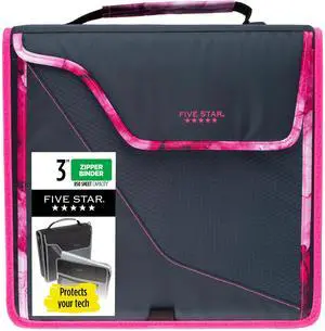 Zipper Binder, 3 Inch 3-Ring Binder with D Rings, Removable Padded Case, 5-Tab Expanding File and Multi-Use Strap, 850 Sheet Capacity, Navy/Pink (292960D) Zipper Binder, 3 Inch 3-Ring Binder with D Rings, Removable Padded Case, 5-Tab Expanding File and Multi-Use Strap, 850 Sheet Capacity, Navy/Pink (292960D)