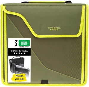 Zipper Binder, 3 Inch 3-Ring Binder with D Rings, Removable Padded Case, 5-Tab Expanding File and Multi-Use Strap, 850 Sheet Capacity, Olive/Citrus (292960C) Zipper Binder, 3 Inch 3-Ring Binder with D Rings, Removable Padded Case, 5-Tab Expanding File and Multi-Use Strap, 850 Sheet Capacity, Olive/Citrus (292960C)