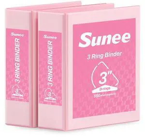 3 Ring Binder 3 Inch D Ring, Clear View Binder Three Ring PVC-Free (Fit 8.5x11 Inches) for School or Office Supplies, Pink, 2 Pack 3 Ring Binder 3 Inch D Ring, Clear View Binder Three Ring PVC-Free (Fit 8.5x11 Inches) for School or Office Supplies, Pink, 2 Pack