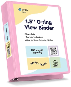 1.5 Inch Binder, Pink - 1.5 Inch 3 Ring Binder, Round Ring Pastel with Clear View Cover for Letter Size 8.5 x 11'' Paper & 2 Inside Pockets, Ideal for School Supplies, Office, and Home 1.5 Inch Binder, Pink - 1.5 Inch 3 Ring Binder, Round Ring Pastel with Clear View Cover for Letter Size 8.5 x 11'' Paper & 2 Inside Pockets, Ideal for School Supplies, Office, and Home