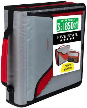 Zipper Binder, 3-Inch D-Ring Case Binder, 850-Sheet Capacity, Multiple Pockets, Front 5-Tab Expanding File, Removable Padded Case and Shoulder Strap, Crimson Fade (292960K) Zipper Binder, 3-Inch D-Ring Case Binder, 850-Sheet Capacity, Multiple Pockets, Front 5-Tab Expanding File, Removable Padded Case and Shoulder Strap, Crimson Fade (292960K)