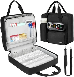 Zipper Binder 3 Ring with Ita Window,700 Sheets Capacity, Binder 3 Inch with Shoulder Strap Fits 13 Inch Laptop for School and Office,Black Zipper Binder 3 Ring with Ita Window,700 Sheets Capacity, Binder 3 Inch with Shoulder Strap Fits 13 Inch Laptop for School and Office,Black