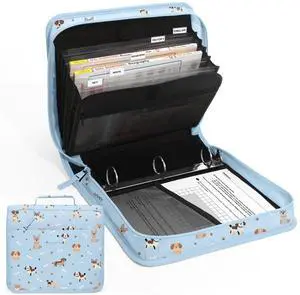 Zipper Binder with Handle, 1.5 Inch O-Ring, 325 Pages Capacity, with 5-Tab Expanding File Folder for Classified Storage, Small Size Lightweight Zipper Bag for Middle School Students, Blue Dog Zipper Binder with Handle, 1.5 Inch O-Ring, 325 Pages Capacity, with 5-Tab Expanding File Folder for Classified Storage, Small Size Lightweight Zipper Bag for Middle School Students, Blue Dog