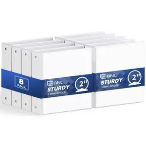 2 Inch 3 Ring Binders Economy 8 Packs White, 2" Three Ring (Fits 450 Sheets of 8.5x11 Paper) Clear View PVC-Free & Non-Stick for School or Office Supplies 2 Inch 3 Ring Binders Economy 8 Packs White, 2" Three Ring (Fits 450 Sheets of 8.5x11 Paper) Clear View PVC-Free & Non-Stick for School or Office Supplies