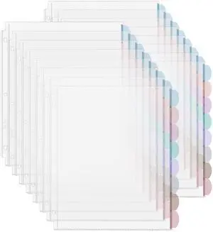 Clear Sheet Protectors with Tabs, 8.5x11 Inches, 8 Tabs, 16 Sets | Durable Clear Plastic Dividers for 3 Ring Binders, Insertable Index Page Divider with Multicolor Tabs Clear Sheet Protectors with Tabs, 8.5x11 Inches, 8 Tabs, 16 Sets | Durable Clear Plastic Dividers for 3 Ring Binders, Insertable Index Page Divider with Multicolor Tabs