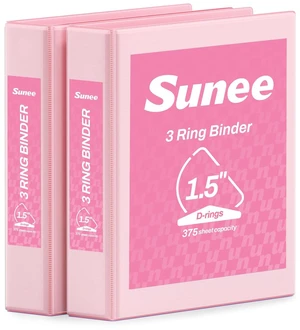 3 Ring Binder 1.5 Inch D Ring, Clear View Binder Three Ring PVC-Free (Fit 8.5x11 Inches) for School or Office Supplies, Pink, 2 Pack 3 Ring Binder 1.5 Inch D Ring, Clear View Binder Three Ring PVC-Free (Fit 8.5x11 Inches) for School or Office Supplies, Pink, 2 Pack