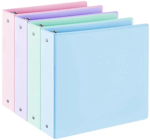 2'' 3-Ring-Binder with Pockets, 450 Sheets Capacity, 2 inch Binders fits 11" x 8.5" US Letter Size, Assorted 4 Pastel Colors - Ideal for School, Office, and Home Use (2 inch) 2'' 3-Ring-Binder with Pockets, 450 Sheets Capacity, 2 inch Binders fits 11" x 8.5" US Letter Size, Assorted 4 Pastel Colors - Ideal for School, Office, and Home Use (2 inch)