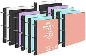 12 Pcs 360° Pivotable 3 Ring Binder, Soft 1 inch Binders 3 Ring, Flexible Thin Soft Three Ring Binder Fits 8.5" x 11", for Home, School and Office-Black, White, Blue, Green, Pink, Purple 12 Pcs 360° Pivotable 3 Ring Binder, Soft 1 inch Binders 3 Ring, Flexible Thin Soft Three Ring Binder Fits 8.5" x 11", for Home, School and Office-Black, White, Blue, Green, Pink, Purple
