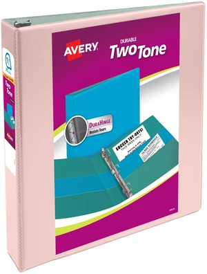 ® Two-Tone 3 Ring Binder, 1.5" Slant Rings, 1 Blush/Sage Binder For School, Home and Office Organization, Customizable Clear Overlays, DuraHinge Tear-Resistant Spine, DuraEdge Sides ® Two-Tone 3 Ring Binder, 1.5" Slant Rings, 1 Blush/Sage Binder For School, Home and Office Organization, Customizable Clear Overlays, DuraHinge Tear-Resistant Spine, DuraEdge Sides