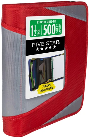 Zipper Binder 1.5 Inch O-Rings Case Organiser with 3-Pocket Expanding File, 500 Sheet Capacity, Crimson Fade (280146K) Zipper Binder 1.5 Inch O-Rings Case Organiser with 3-Pocket Expanding File, 500 Sheet Capacity, Crimson Fade (280146K)
