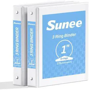 3 Ring Binder 1 Inch 2 Pack, Clear View Three Ring PVC-Free (Fit 8.5x11 Inches) for School or Office Supplies, White 3 Ring Binder 1 Inch 2 Pack, Clear View Three Ring PVC-Free (Fit 8.5x11 Inches) for School or Office Supplies, White