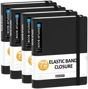 4 Pack 72 Pocket Binder with Plastic Sleeves, Display Book, 8.5" x11 with Elastic Band, 144 Pages Presentation Binder, Art Portfolio Document Folder with Clear Sheet Protectors for Office School 4 Pack 72 Pocket Binder with Plastic Sleeves, Display Book, 8.5" x11 with Elastic Band, 144 Pages Presentation Binder, Art Portfolio Document Folder with Clear Sheet Protectors for Office School