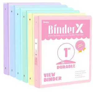 3 Ring Binders 1 Inch 6 Pack, 1" Three Ring Binder with Pockets Extra Durable, Eco-Friendly, PVC-Free, Reinforced Hinge, 1050-Sheet Capacity, Interior Pockets, Customizable, School, Office 3 Ring Binders 1 Inch 6 Pack, 1" Three Ring Binder with Pockets Extra Durable, Eco-Friendly, PVC-Free, Reinforced Hinge, 1050-Sheet Capacity, Interior Pockets, Customizable, School, Office