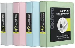 3 Ring Binders, 2 inch ONE-Touch Easy Open D Rings, 3-Sided View Binder Covers, Binders for School, Xtralife Hinge, Non-Stick, PVC-Free, Natural Pastel, 530-Sheet Capacity, 4 Pack (79923) 3 Ring Binders, 2 inch ONE-Touch Easy Open D Rings, 3-Sided View Binder Covers, Binders for School, Xtralife Hinge, Non-Stick, PVC-Free, Natural Pastel, 530-Sheet Capacity, 4 Pack (79923)