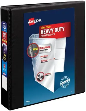 Heavy-Duty View Binder, 1-1/2" EZD Rings, 1 Black Binder For Heavy School, Home and Office Use, DuraHinge Tear-Resistant Spine, DuraEdge Split-Resistant Sides, Linen Finish Heavy-Duty View Binder, 1-1/2" EZD Rings, 1 Black Binder For Heavy School, Home and Office Use, DuraHinge Tear-Resistant Spine, DuraEdge Split-Resistant Sides, Linen Finish