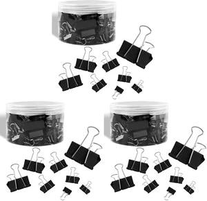 125Pcs Binder Clips Colored, Binder Clips Assorted Sizes, 6 Sizes Binder Paper Clips for Office Supplies/Home/School (Black) (Pack of 3) 125Pcs Binder Clips Colored, Binder Clips Assorted Sizes, 6 Sizes Binder Paper Clips for Office Supplies/Home/School (Black) (Pack of 3)