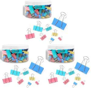 125Pcs Binder Clips Colored, Binder Clips Assorted Sizes, 6 Sizes Binder Paper Clips for Office Supplies/Home/School (Blue, Pink, Yellow, Green) (Pack of 3) 125Pcs Binder Clips Colored, Binder Clips Assorted Sizes, 6 Sizes Binder Paper Clips for Office Supplies/Home/School (Blue, Pink, Yellow, Green) (Pack of 3)