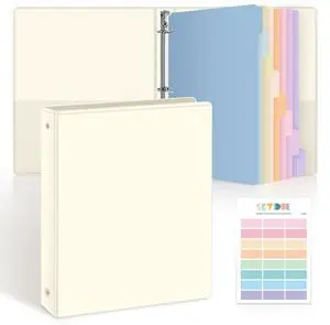 1 Inch 3 Ring Binder with 8 Tab Dividers & 24 Labels, Pastel Binder Organizer for Letter Size Paper, Aesthetic School Binder for Notes, Documents, Office & Home Organization, Pearl White 1 Inch 3 Ring Binder with 8 Tab Dividers & 24 Labels, Pastel Binder Organizer for Letter Size Paper, Aesthetic School Binder for Notes, Documents, Office & Home Organization, Pearl White