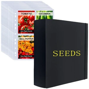 Extra Large Seed Storage Organizer Binder, 3 Ring Seed Packet Organizer with 200 Pockets(50 Pack Clear Sheet Protectors), Garden Seed Holder Book for Envelopes, Seed Saving Keeper, Black Extra Large Seed Storage Organizer Binder, 3 Ring Seed Packet Organizer with 200 Pockets(50 Pack Clear Sheet Protectors), Garden Seed Holder Book for Envelopes, Seed Saving Keeper, Black