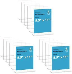 Acrylic Sign Holder 8.5x11 Inch 18 Pack Vertical T Shape Double-Sided Desktop Display Holder Acrylic Sign Holder 8.5x11 Inch 18 Pack Vertical T Shape Double-Sided Desktop Display Holder